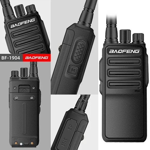 Imagen 2 del producto 1/2 Uds Baofeng BF-1904 Walkie Talkie alta potencia UHF 400-520Mhz Radio FM tipo C carga de largo alcance portátil CB Ham Radio BF1904