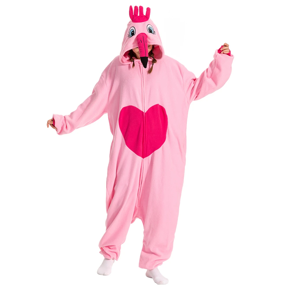 Animal Kigurumi Costume Halloween Onesie Flamingo For Women Men Adult Kids Pyjamas Cartoon Pajama Cosplay Party Homewear