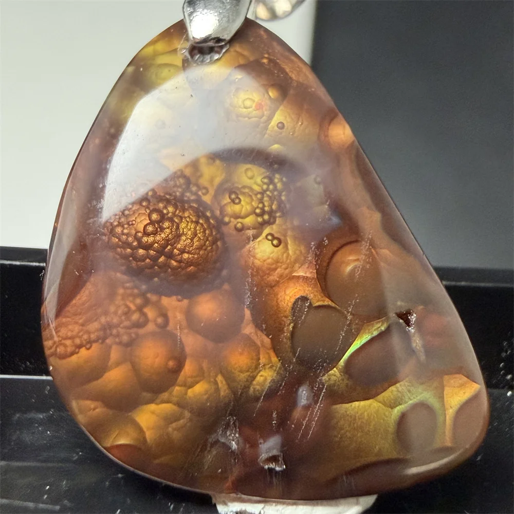 New Stock Small Natural Rare Fire Agate Pendants Necklaces for Women Red Purple Green Light Bubbles Beads Jewelry Healing S925