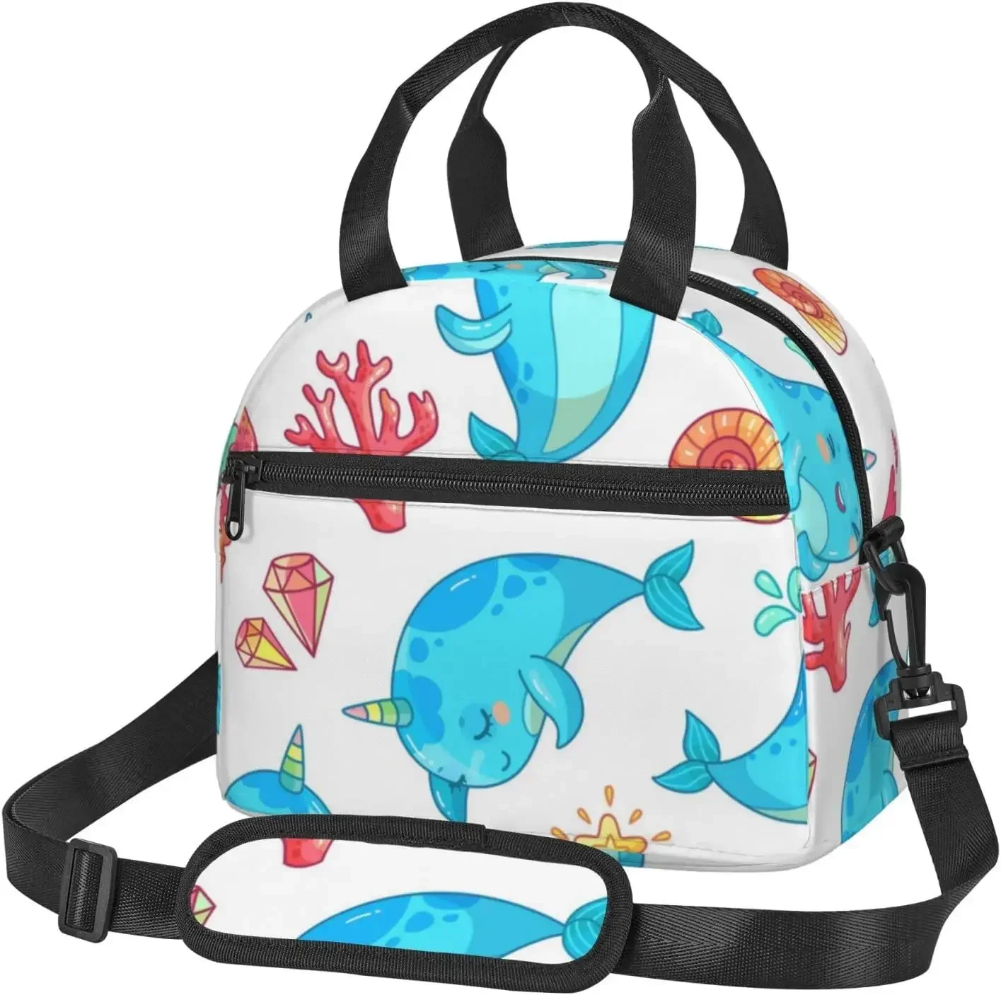 

Lunch Bag Women men Reusable Marine animals Printed Insulated Box Tote Cooler
