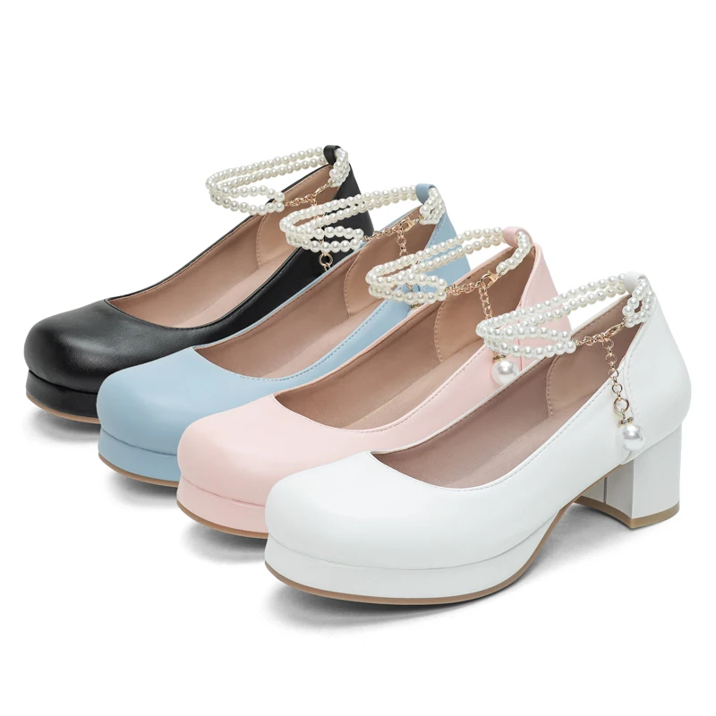 

Lolita Pumps Women Chunky Block Heels Shoes