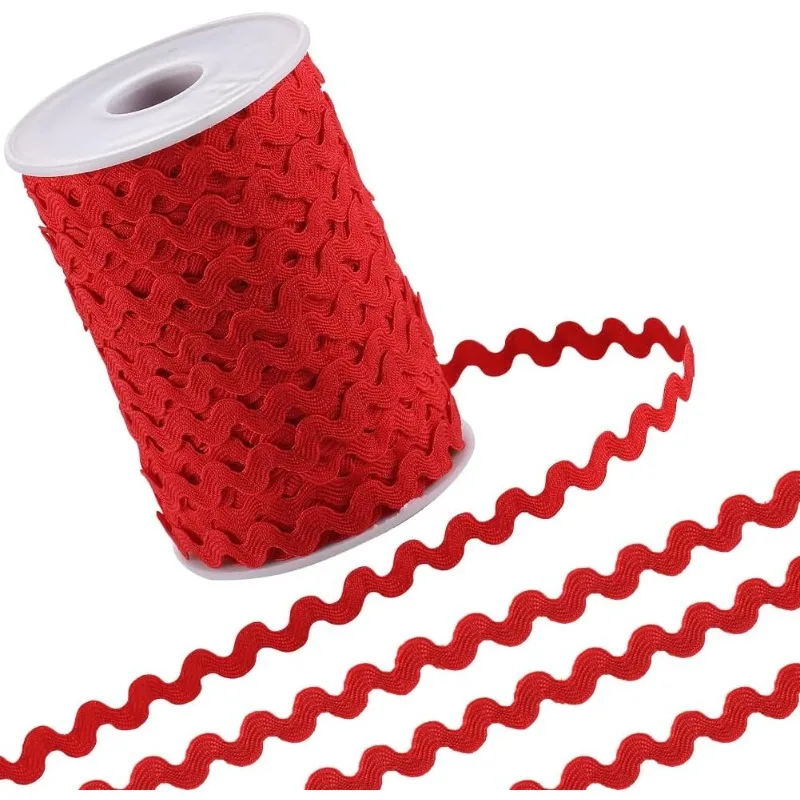 54.6Yds/50m RIC Rac Trim Ribbon Red Wave Bending Fringe Trim 0.2\