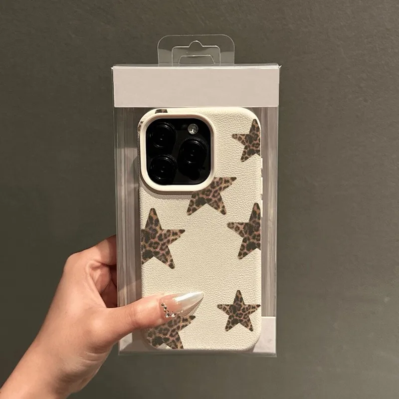 Leopard Print Stars Lichee leather pattern Phone Case For Samsung A36 A26 A07 A55 A35 A16 A54 A34 A25 A24 A15 A14 A05S A05 4G 5G
