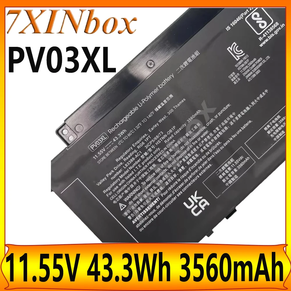 

7XINbox PV03XL 11.55V 43.3Wh 3560mAh Battery For HP Pavilion 13 x360 14-DW 14M-DW L83388-AC1 PV03043XL HSTNN-DB9X HSTNN-LB8S
