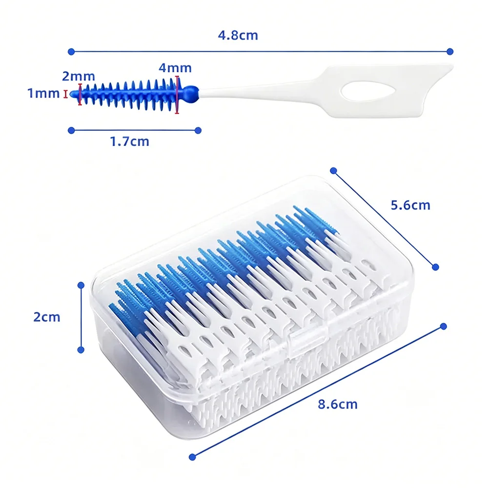 Disposable Soft Silicone Interdental Cleaners 100 Count Teeth Gap Brushes Dental Floss Picks Portable Oral Cleaning Toothpicks f
