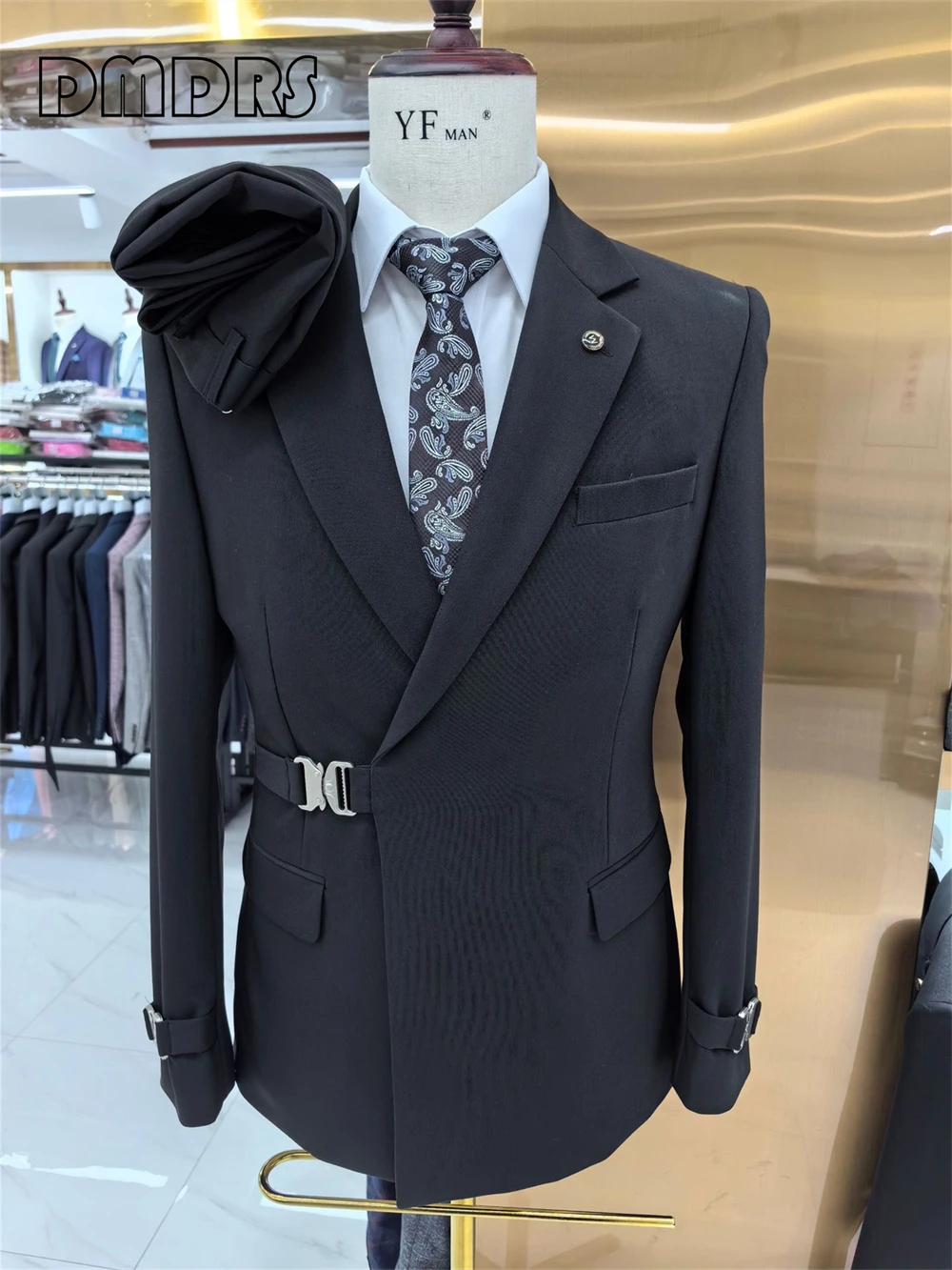 Traje asimétrico para hombre, conjunto de 2 piezas, incluye Blazer y pantalones, trajes formales, esmoquin de moda de talla grande