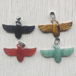 Mix Natural Gem Stone Fashion Good Quality Carved eagle Pendants diy jewelry accessories making Wholesale 4pcs/lot Fast shipping