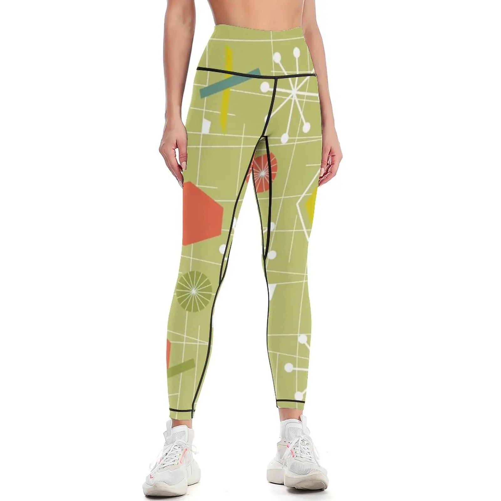 Mid Century Modern Pattern Leggings Sports pants woman sportswear gym Womens Leggings