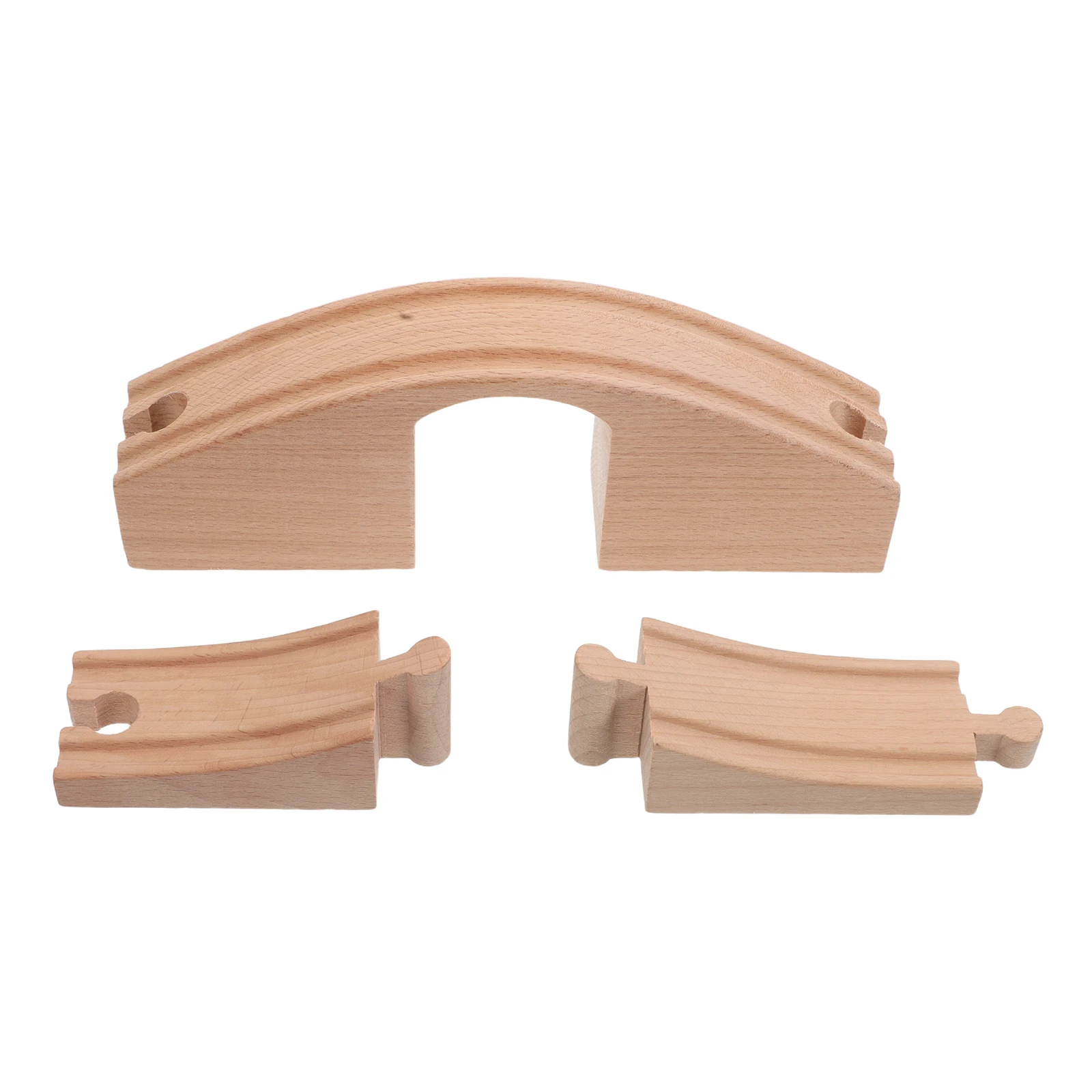 Gemonteerde railbruggen Speelgoedtrein Uitbreidingsconnector Spoorrails Hout Beige Houten spoorweg