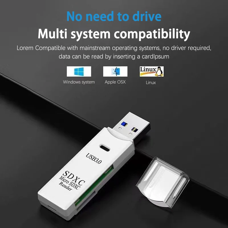 Czytnik kart UTHAI TF19 USB 3.0 do aparatów DSLR, kart pamięci SD i TF, odpowiedni do komputerów z systemem Android, telefonów komórkowych i samochodów, dwa w jednym.