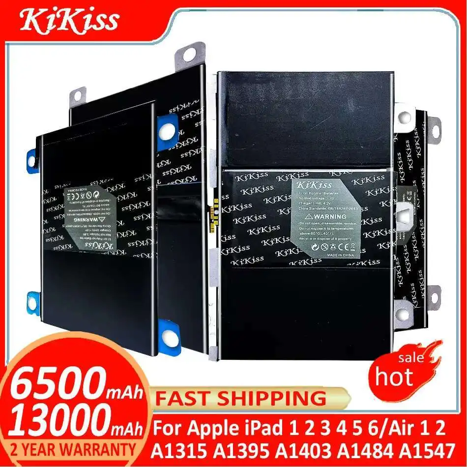 

Аккумулятор KiKiss для Apple iPad 1 2 3 4 5 6 iPad1 iPad2 iPad3 iPad4 iPad5 iPad6 Air 1 2 Air1 Air2 A1315 A1395 A1403 A1484 A1547