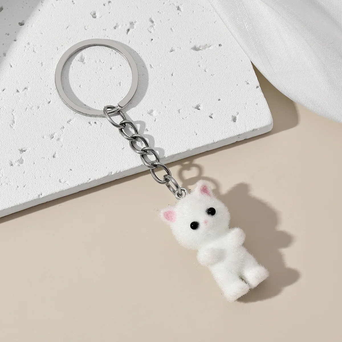 Sylvanians Families Keychain new Anime cute Flocking Cat Key Ring kawaii Animal Hangings bag Pendant DIY toys Women girl gifts