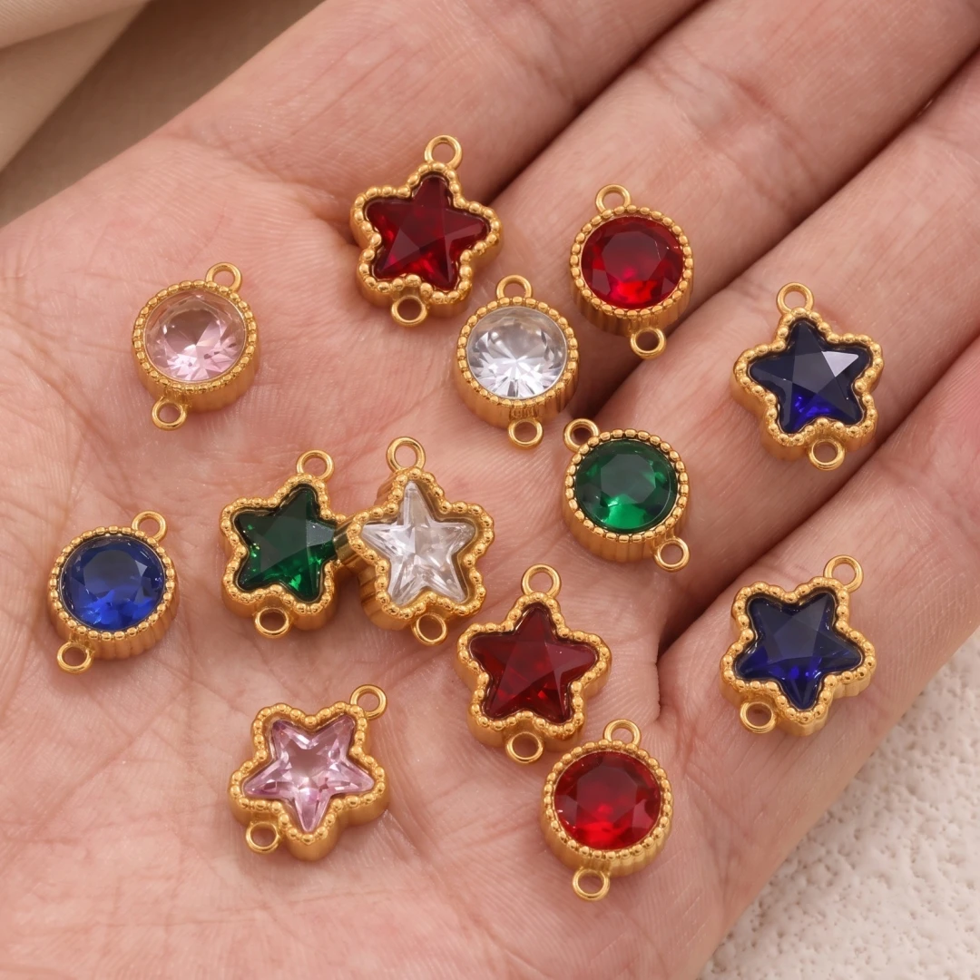 5 Stück Edelstahl-Strass-Blumen-Anhänger für Verbinder, Ohrringherstellung, DIY-Schmuckmaterialien und Zubehör