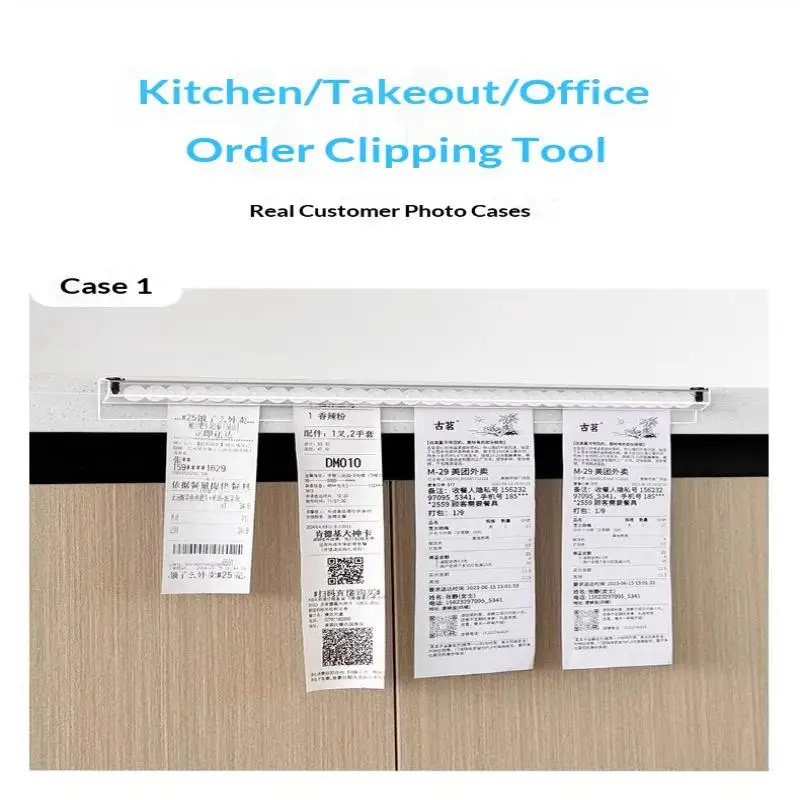 Wandmontierter, selbstklebender Kassenbon-Clip aus Aluminiumlegierung, hängender Ticket- und Rechnungshalter, QR-Code-Halter, Restaurant-Menü-Clip – Detail 5