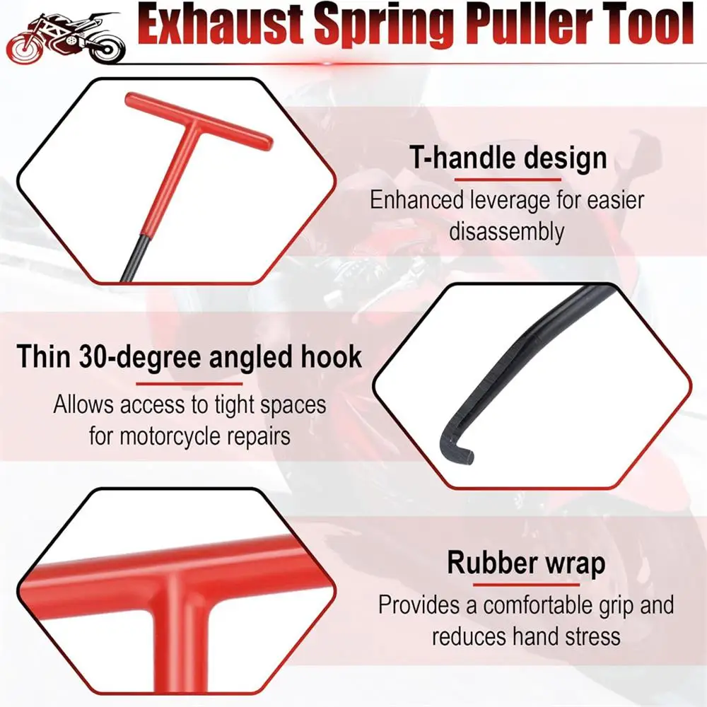 Motorcycle Exhaust Spring Hook T Shaped Handle Exhaust Pipe Spring Puller Installer Hooks Repair Tool for Springs Removal