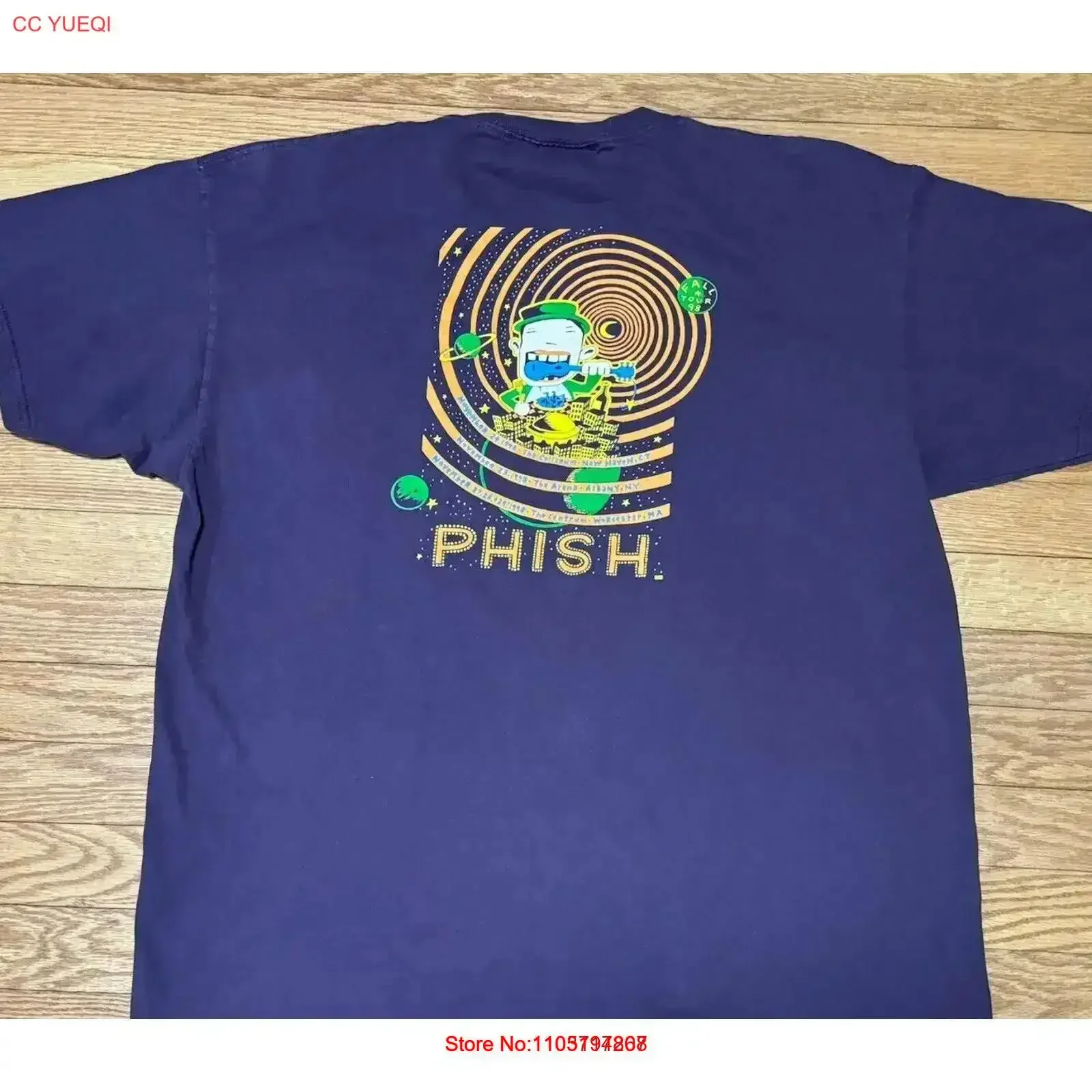 Vtg 90s 1998 Phish Fall Tour Jam Band psicodélico espacio camiseta tamaño XL vintage lavado ropa de calle cómoda moda estirada