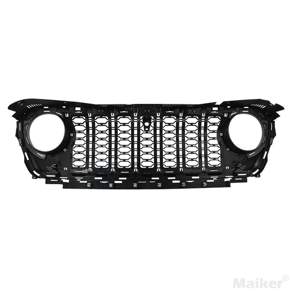 Front Mesh Grille Grid Grill for 2018-2024 Jeep Wrangler Rubicon Sahara Sport JL/JT Grill With Camera Hole Black Plastic