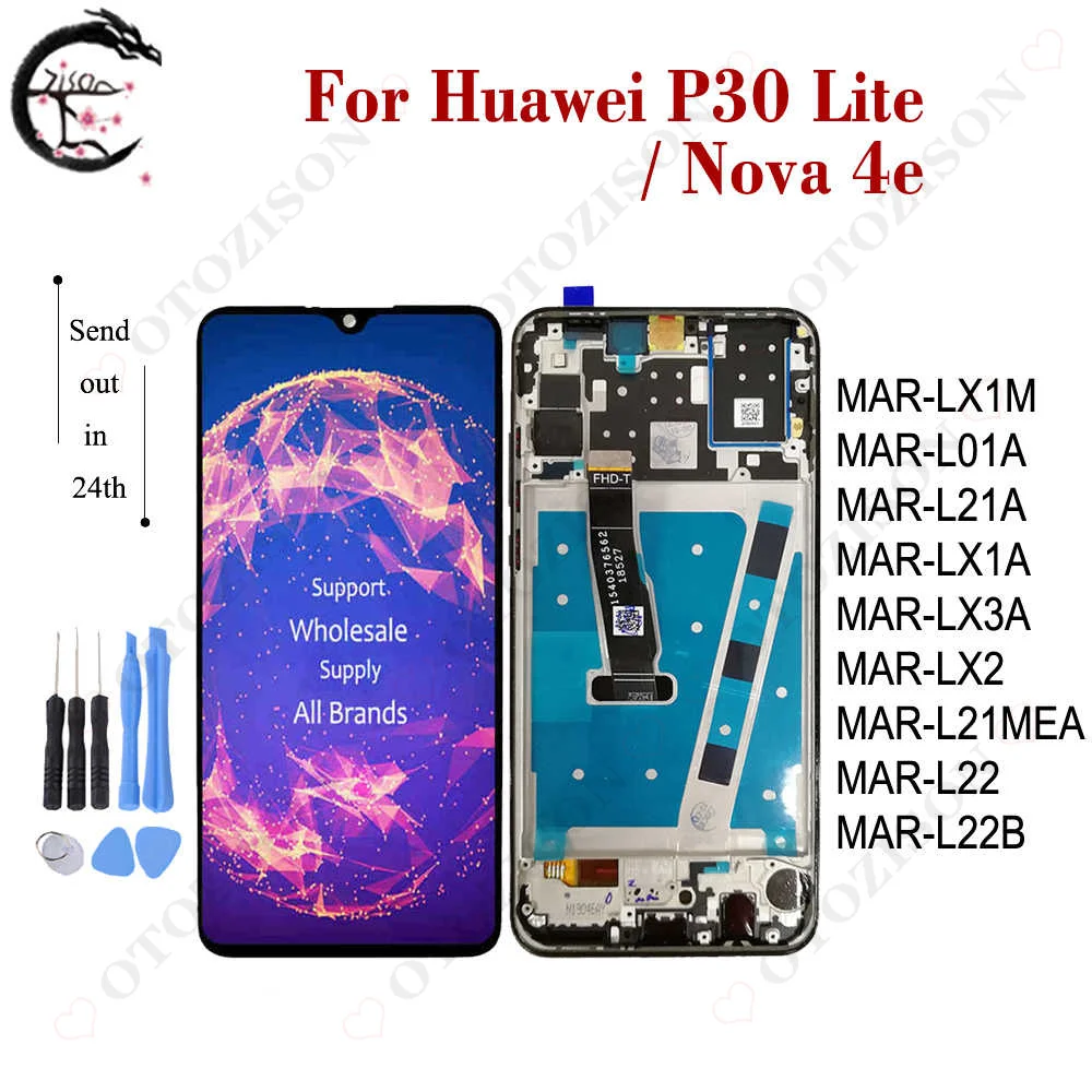 Per Huawei P30 Lite Lcd Con Cornice Nova 4E Display Lcd MAR-L01A MAR-LX1A MAR-LX1M MAR-LX2 MAR-L21MEA MAR-L21A MAR-L22A MAR-L22B MAR-LX3A Schermo Lcd Touch Digitizer Assembly
