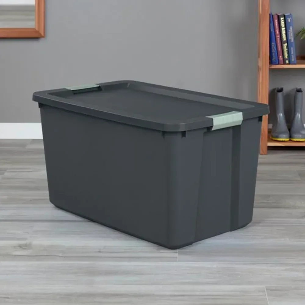 4 Pack 34 Gallon Latch Tote, Stackable Plastic Storage Bin Container