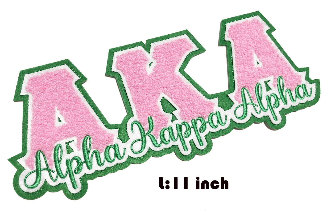 Iron-On Chenille Embroidered Patches, Alpha Kappa Alpha Sorority Patches, Since 1908, 11 in