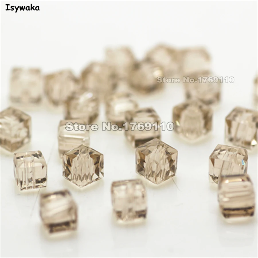 Isywaka 100pcs Cube 4mm Tender Rose Color Square Austria Crystal Beads Glass Beads Loose Spacer Bead for DIY Jewelry Making