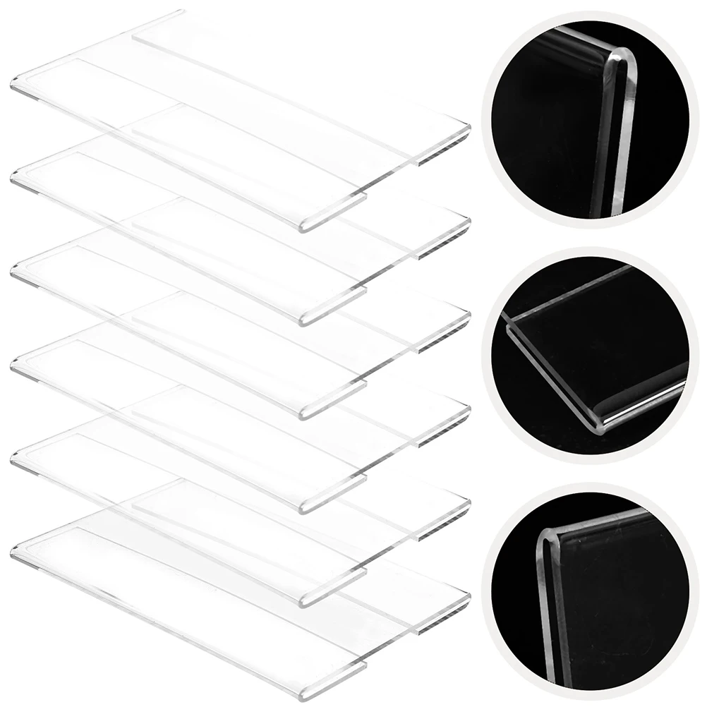 

20 Pcs Flat Price Tag Library Shelf Label Holders Rack Clips Acrylic Wire Clear It Can Move