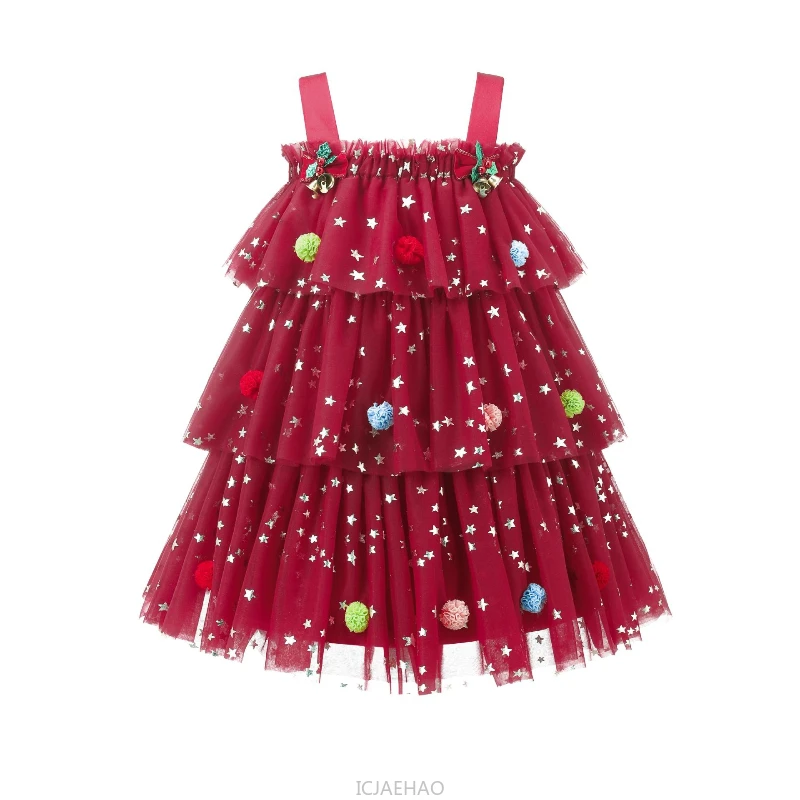 Party Dress New Children Christmas Girls Strapless Princess Dresses Costume Kids Halloween Costume Kids Tulle Cake Gown Clothes
