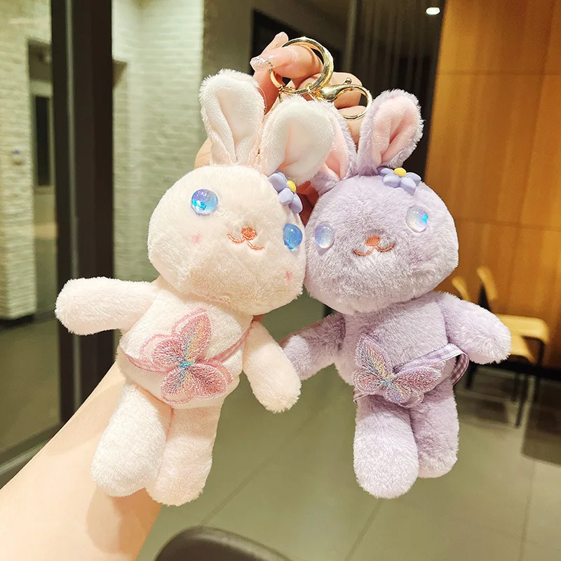 18cm New Children Cute Butterfly Rabbit Plush Toy Cartoon Kawaii Animal Plush Stuffed Keychain Pendant Doll For Kids Girls Gift