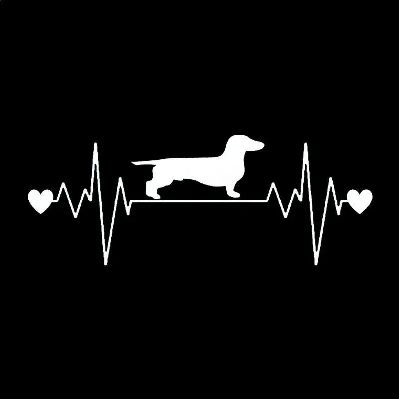 New Design Car Styling Daxis Dog Heartbeat Car Sticker Personality Scratch Decoration Waterproof Vinyl Decal Decoration, 20CM