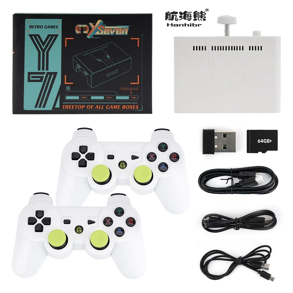 New Y7 Linux Portable Video Game Console 2.4G Wireless Game Tv Stick Retro For PSP Family 4K 64+256G 12000 GAMES With bracket