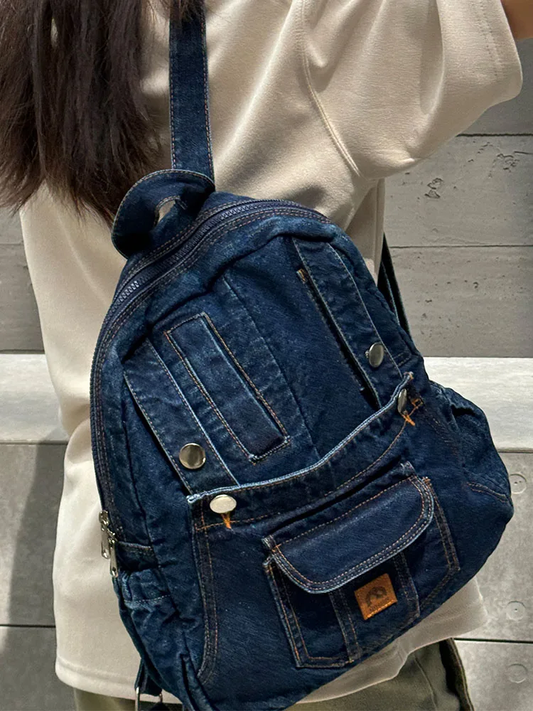 

Trendy Casual Denim Double Shoulder Bag Large Capacity Travel Commuter Women's Bag Fashionable Korean Style Autumn Winter New...