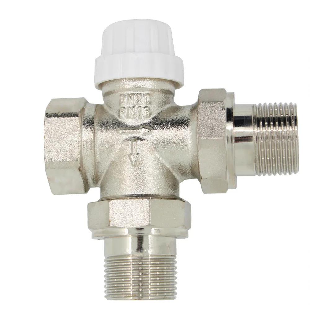 Brass 3‑Way Radiator Regulator Valve DN20 3/4 Inch Underfloor Heating Valve for TRV Thermostatic Actuator Head