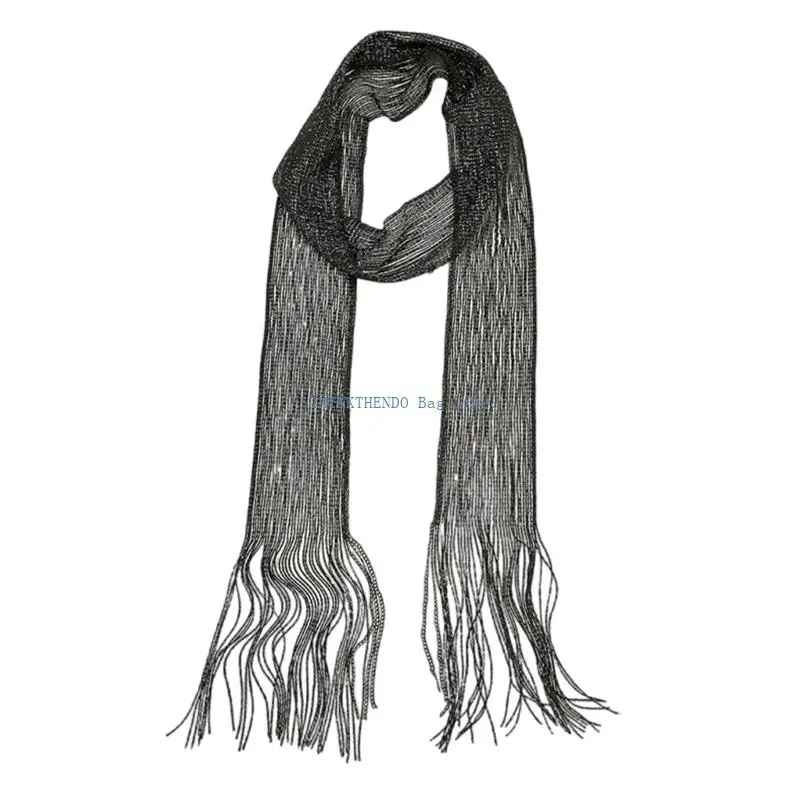 340D Popular Long Scarf Casual Neckwear Multiuse Neck Scarf Hairwrap for Formal Dinner Party Clubwear Neckwear Eye Catching