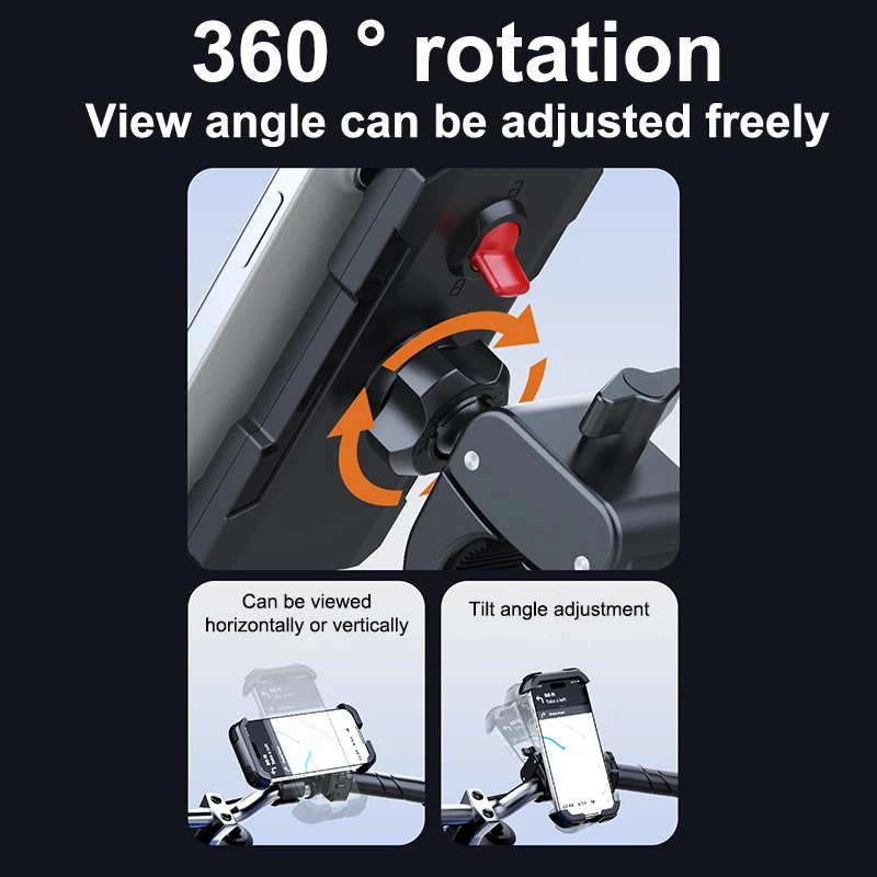 Motorcycle Phone Mount, Upgrade Bike Phone Mount [1s Lock][Secure Protection], 360° Rotatable Phone Holder For Mountain Bike