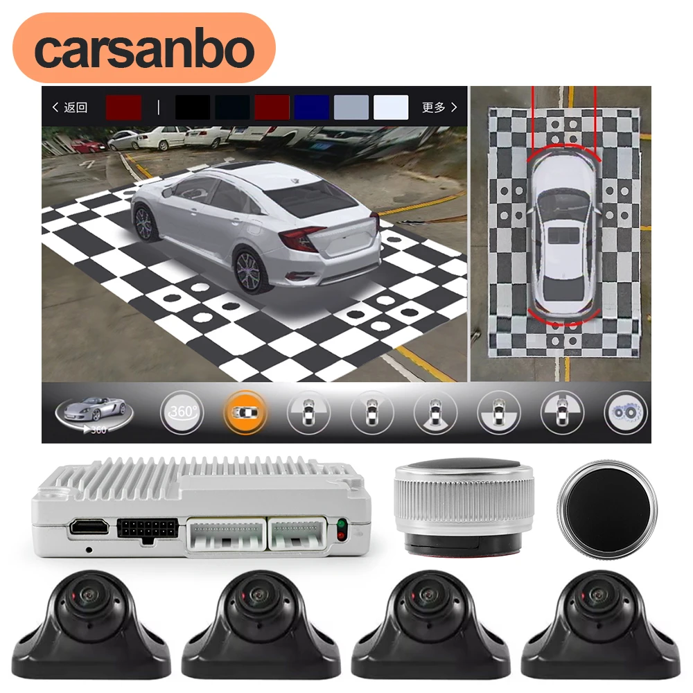 Carsanbo 360 Camera 3D Bird View Panoramic Car Camera System 4CH Recorder AHD 720P Rear Front Left Right View Calibration Cloth