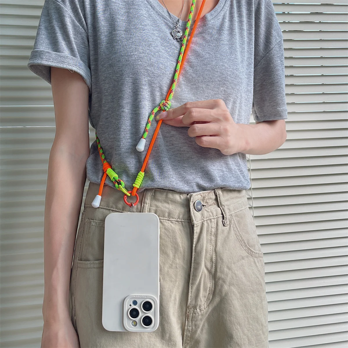 Lanyard Cross-body Shoulder Straps Keychain Double Colorful Rope with Replacement Patch for Mobile Phone Accessories