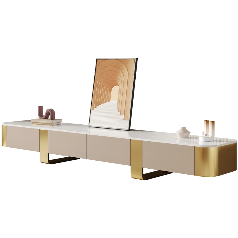 

Marble top wooden TV stand and coffee table set floating cabinet