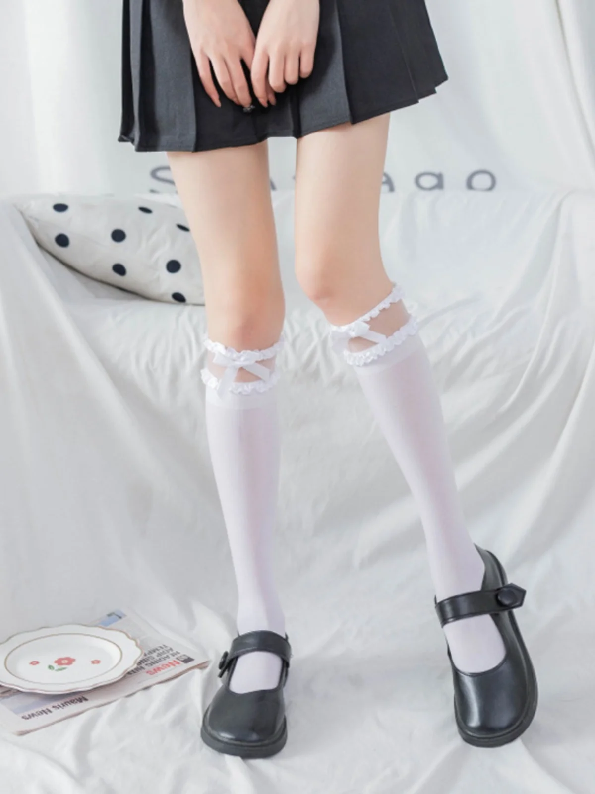 Autumn New JK Fashion Lolita Stockings Girly Harajuku Sweet Cute White Lace Sexy Velvet Stockings Women thigh high stockings