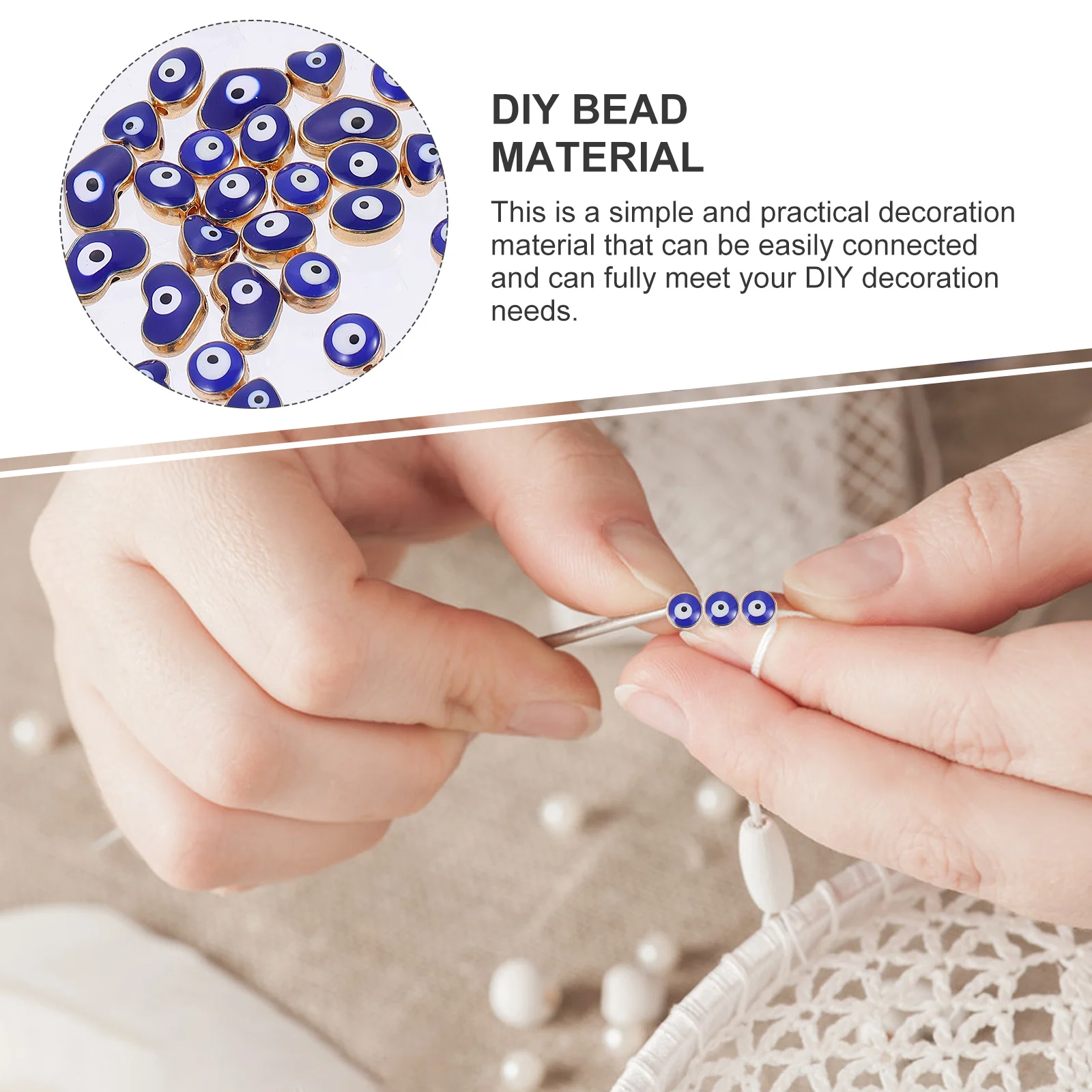 40Pcs Evil Eye Beads Alloy Durable Handmade Craft Charms DIY Jewelry Making Accessories Blue Pendant Evil Eye Decor