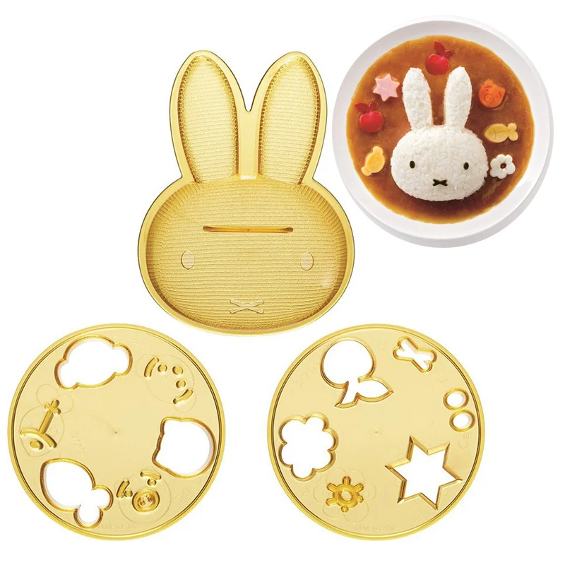 Miffy-Molde de rollo de arroz y verduras con forma de conejo Kawaii, arroz curry de dibujos animados, bonito molde DIY, juguetes de regalo para niña