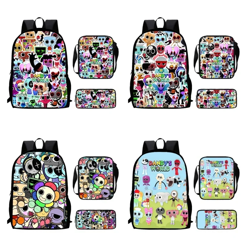 Cartoon Dandy's World School Backpack With Shoulder Bags Pencil Bags For Kindergarten,Light Weight Child Bags For Boys Girls