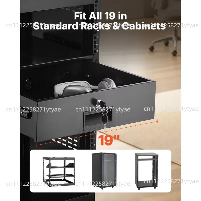 Up to 50 lbs, lockable 3U rack drawer cable management hole slot box for server cabinet slide management accessories