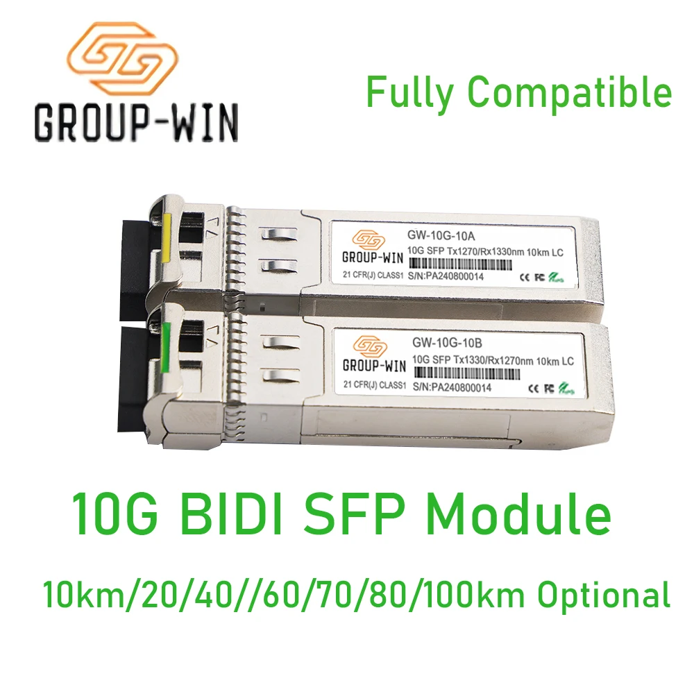 10G SFP+ BIDI Transceiver,10/20/40/60/80/100Km 1270nm/1330nm for Cisco SFP-10G-BX20D-I/SFP-10G-BX20U-I, Ubiquiti UniFi, Mikrotik