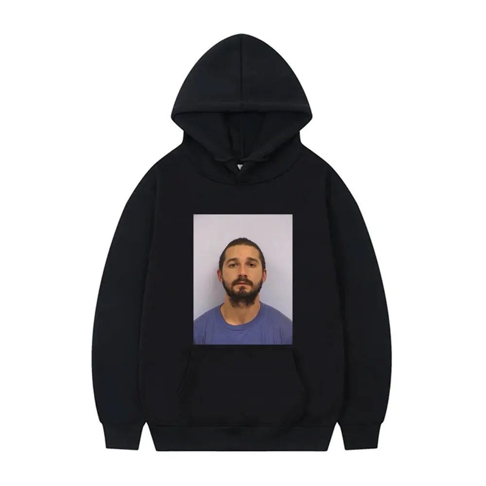 Film Actor Shia Labeouf Mugshot Hoodie Men Women Fashion Vintage Hooded Sweatshirt Male Casual Oversized Fleece Cotton Hoodies