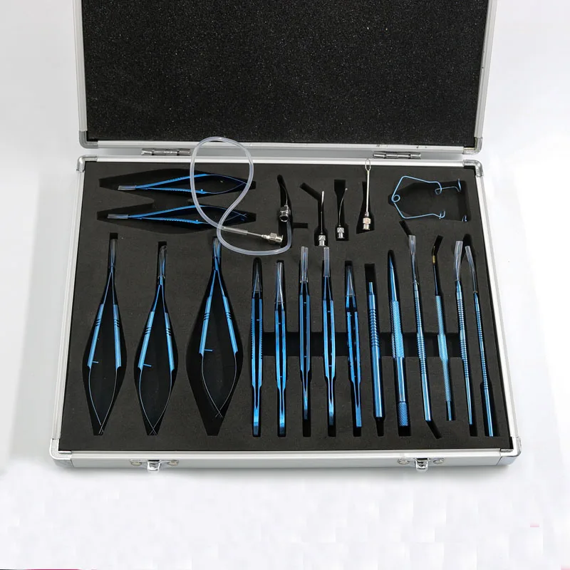 Surgical instrument set stainless steel needle holder forceps corneal scissors ophthalmic instrument set 21 pieces