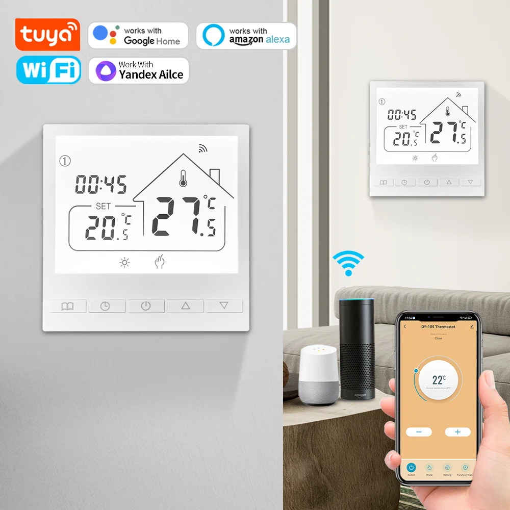 Tuya-スマートライフサーモスタット,電気床暖房,水およびガスの温度コントローラー,GoogleHome用