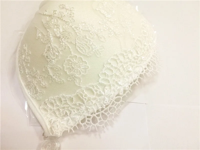 White Lace Embroidery  Super Push Up Silicone Bralette Backless Strapless Invisible Pushup Sticky Bras for Women Wedding