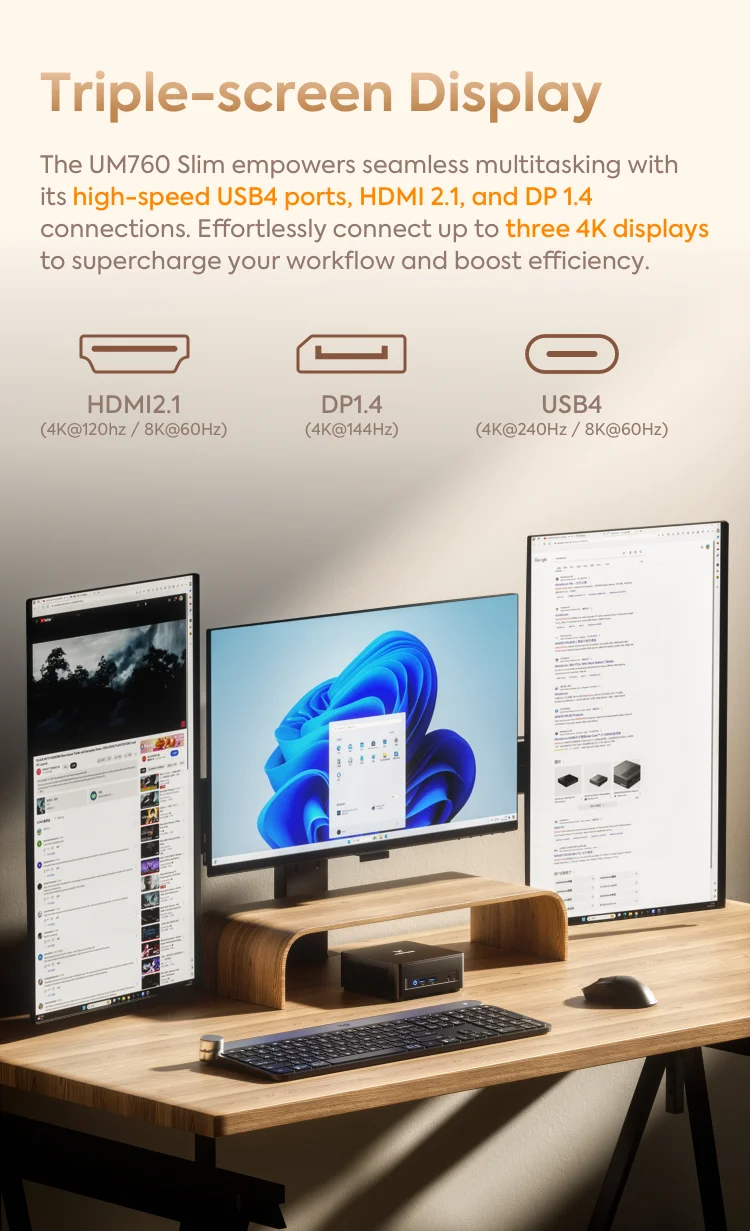 كمبيوتر صغير MINISFORUM UM760 رفيع AMD Ryzen 5 7640HS WiFi6E BT5.3 DDR5 16GB/96GB 1 تيرا بايت/4 تيرا بايت SSD PCIE4.0 Wins11PRO كمبيوتر ألعاب مكتبي