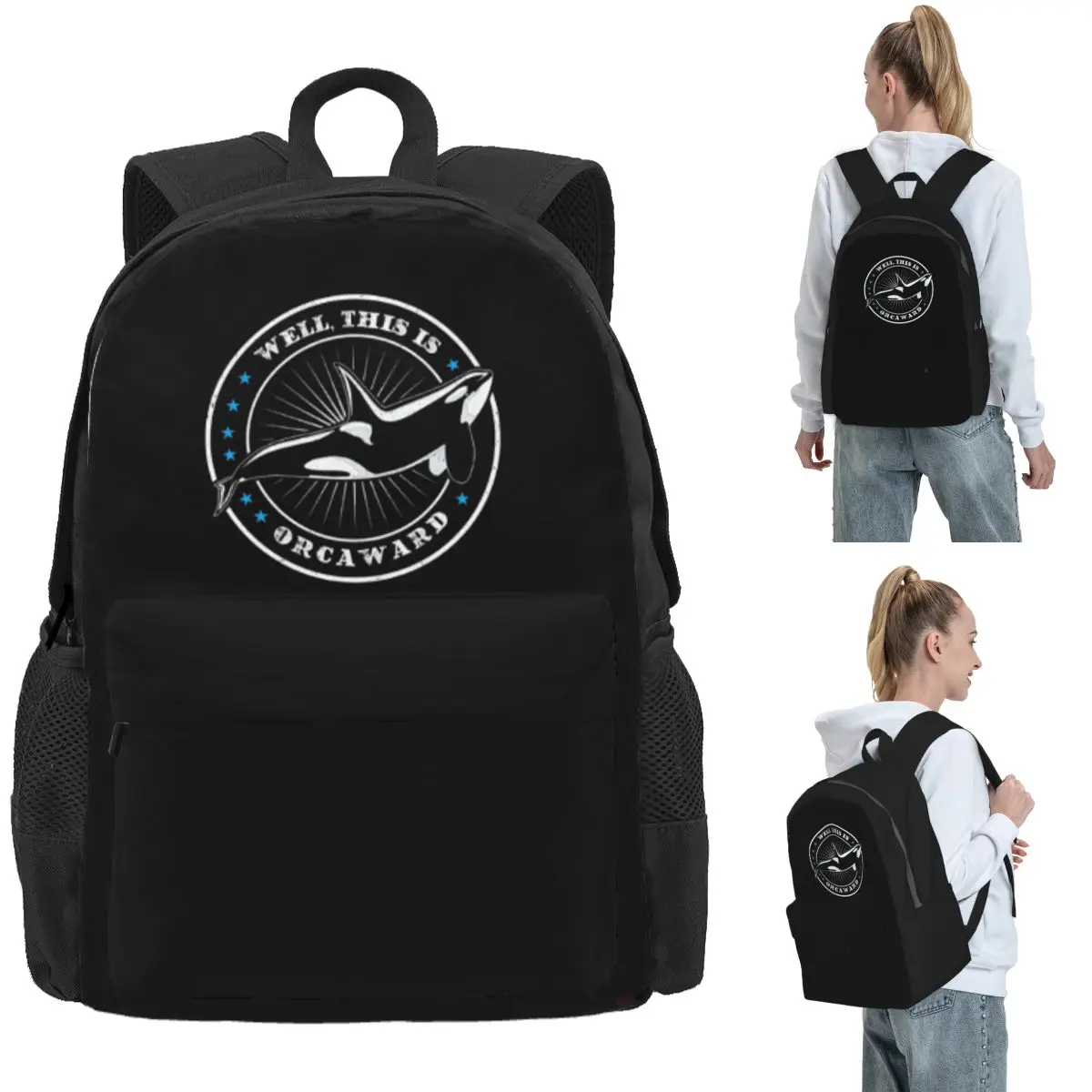 

Well This Is Orcaward Orca Whale Sea Predatory Fish Backpack Daypack Kids BookBag School Bag Shoulder Bags for Men Women