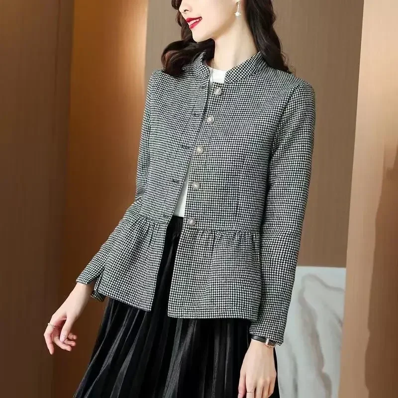 Spring Autumn Female Coat  Slim Fit Check Fashion 2025 New in OuterwearsWomen's Jackets Deals Korean Style Great Reviews Clothes